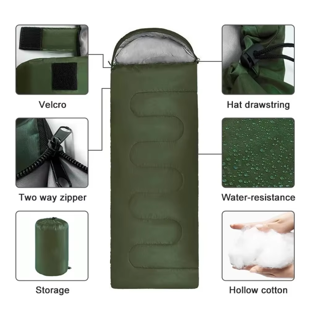 Polyester Camping Sleeping Bag - 4 Seasons, Portable Design