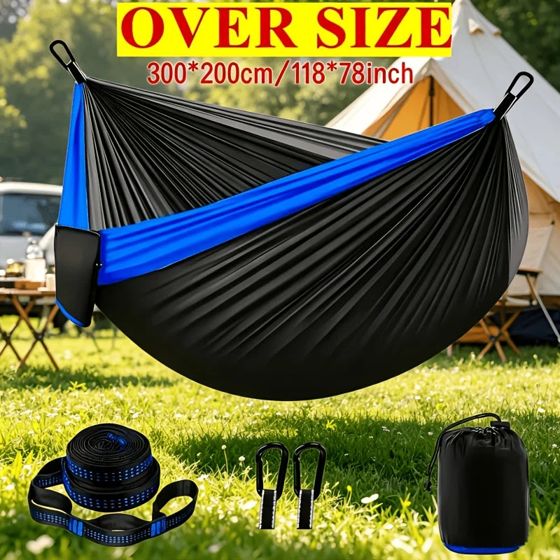 Lightweight Nylon Camping Hammock with Straps & Carabiners, Portable Swing Chair for Hiking, Backpacking, Camping & Backyard
