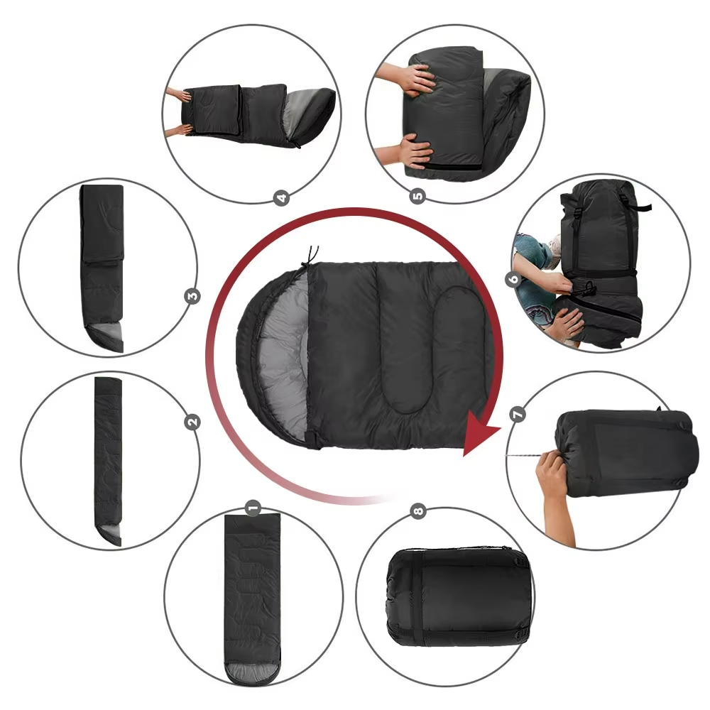 Polyester Camping Sleeping Bag - 4 Seasons, Portable Design
