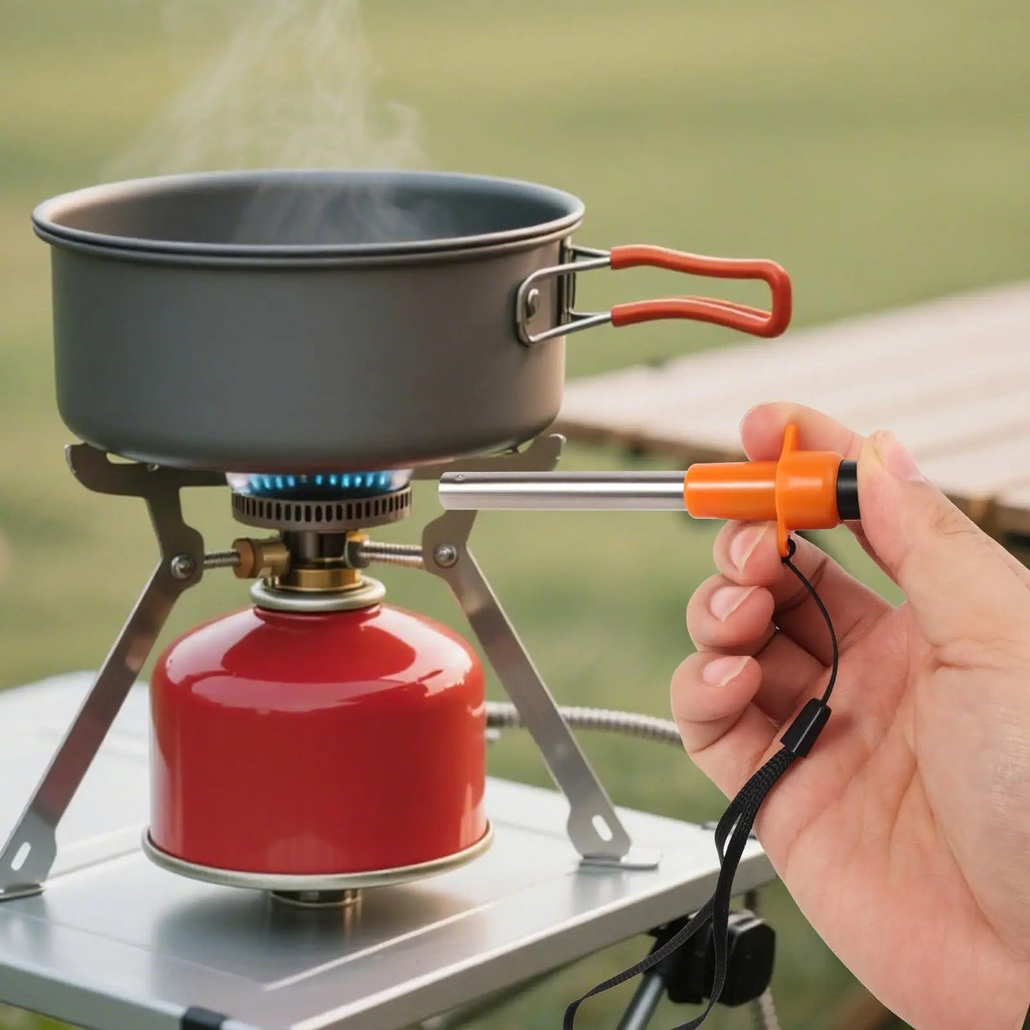 Pandatour 1PC Outdoor Camping Mini Electric Lighter Kitchen Household Stove Lgniter Stainless BBQ Piezo One Click Ignition