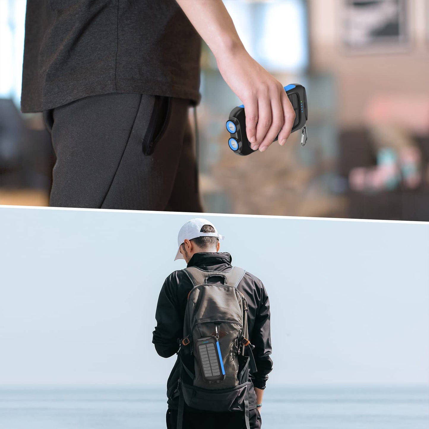 Solar Power Bank 10000mAh Waterproof Fast Charge USB