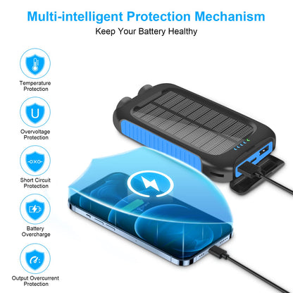 Solar Power Bank 10000mAh Waterproof Fast Charge USB