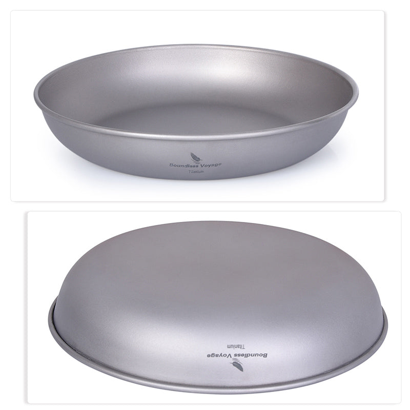 Camping Cookware: Ultralight Titanium Camping Plate Set - 3pcs Mess Kit