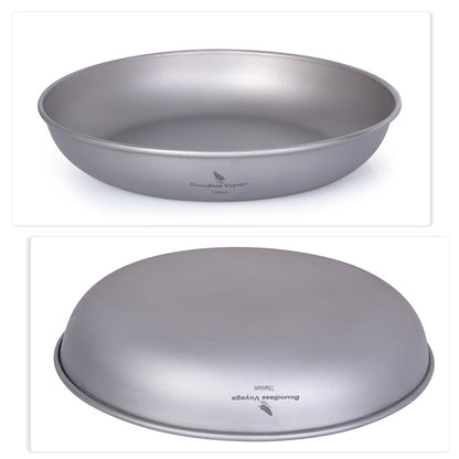 Camping Cookware: Ultralight Titanium Camping Plate Set - 3pcs Mess Kit