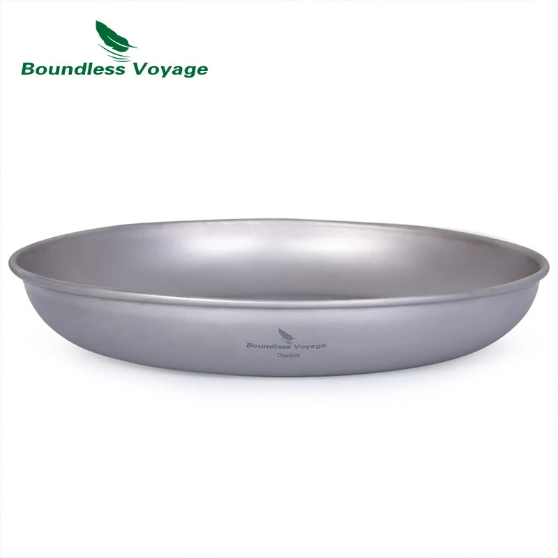Camping Cookware: Ultralight Titanium Camping Plate Set - 3pcs Mess Kit