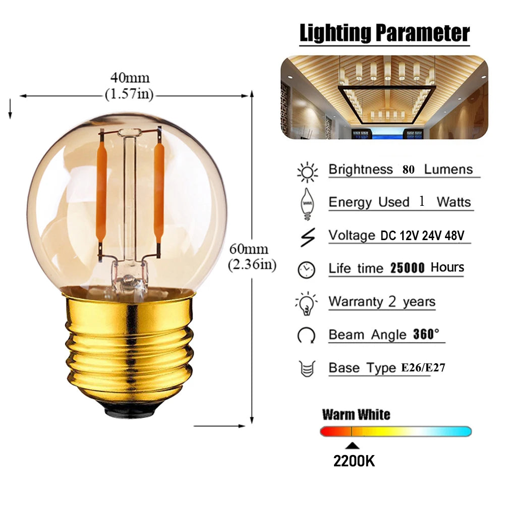 E27 LED Light Bulb 12V 24V - Daylight White for RV & Home