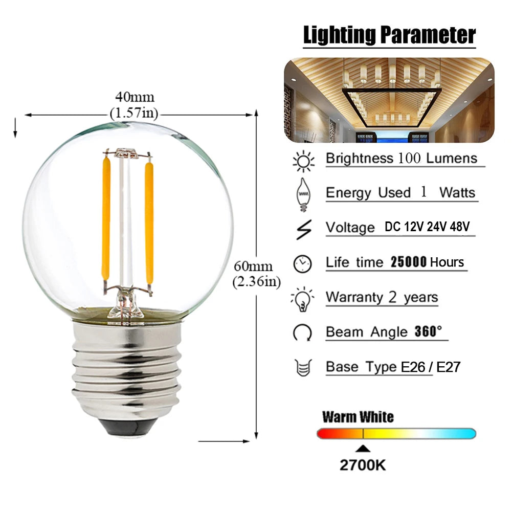 E27 LED Light Bulb 12V 24V - Daylight White for RV & Home