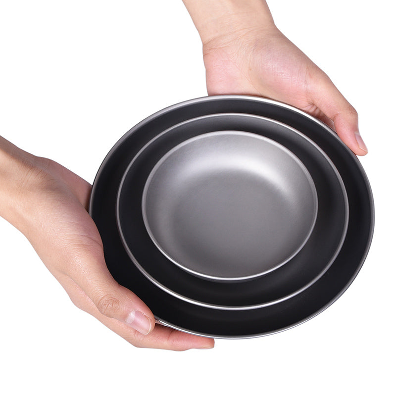 Camping Cookware: Ultralight Titanium Camping Plate Set - 3pcs Mess Kit
