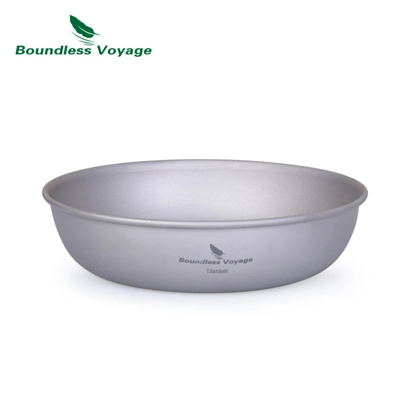 Camping Cookware: Ultralight Titanium Camping Plate Set - 3pcs Mess Kit