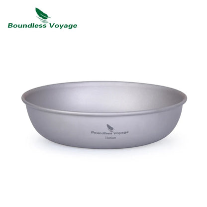 Camping Cookware: Ultralight Titanium Camping Plate Set - 3pcs Mess Kit