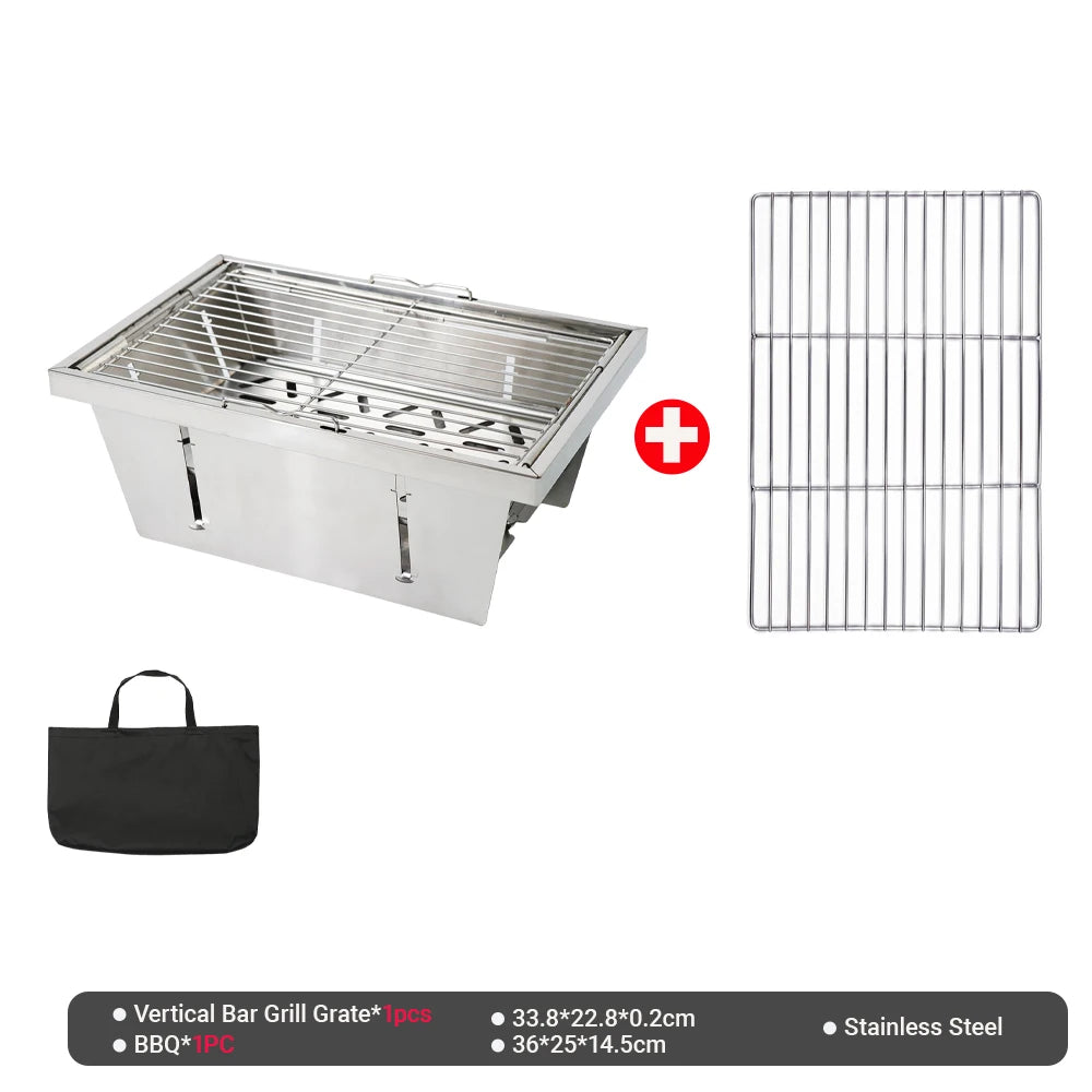 Pandatour Outdoor Camping IGT BBQ Folding High Firepower Stainless Steel Grill Barbecue  Picnic Grill Stand Easy Equiped