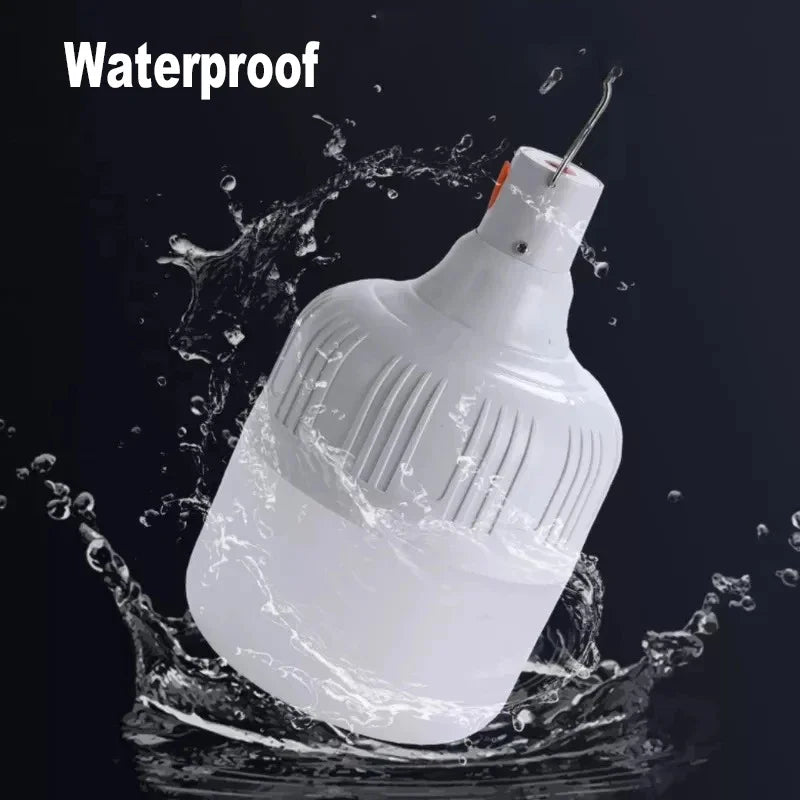 60W Camping Light USB Rechargeable LED Emergency Lamp Outdoor Portable Lanterns with Hook for BBQ Tents Battery Bulb