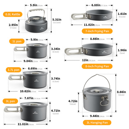 Camping Cookware Kit: Portable Frying Pan & Kettle Set