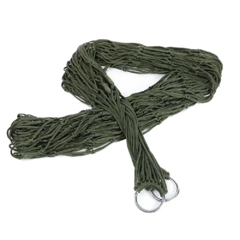 Nylon Rope Meshy Camping Hammock for Outdoor Sleeping Net Bed with Rope Portable Camping Garden Beach Yard Travel Swing Hanging Bed