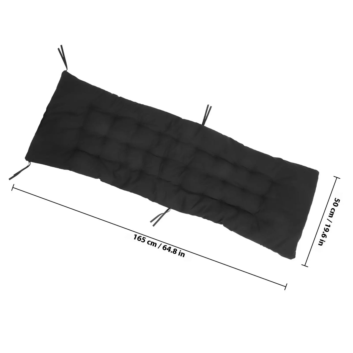 Thick Dark Gray Pearl Cotton Bench Cushion with Backrest for Porch Garden Poolside Outdoor Lounge Chair Double Padded Patio Seat
