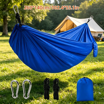 Lightweight Nylon Camping Hammock with Straps & Carabiners, Portable Swing Chair for Hiking, Backpacking, Camping & Backyard