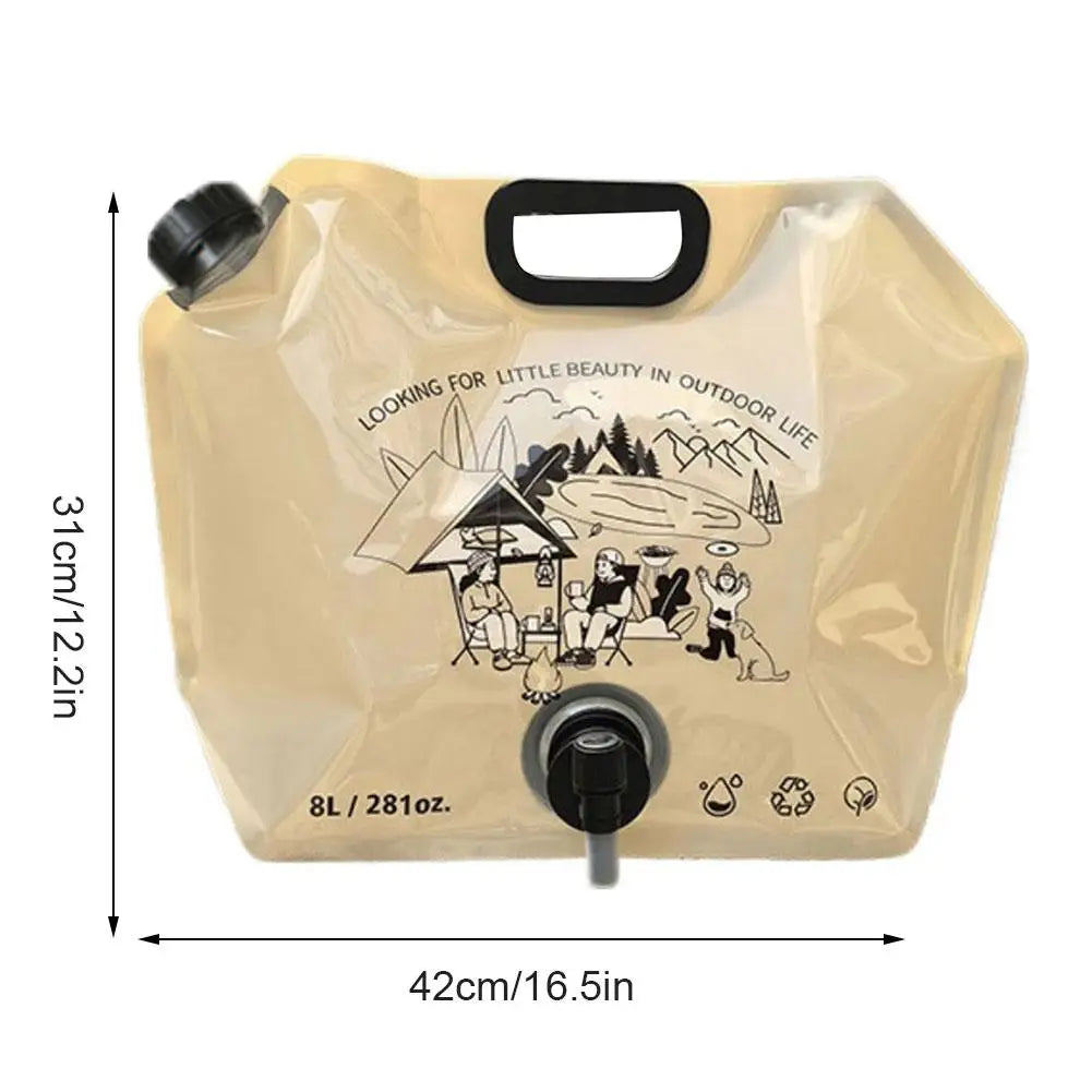 8L Outdoor Water Storage Bag Portable Foldable Drinking Water Pouch for Camping Hiking Sports Large Capacity Soft Flask with Tap