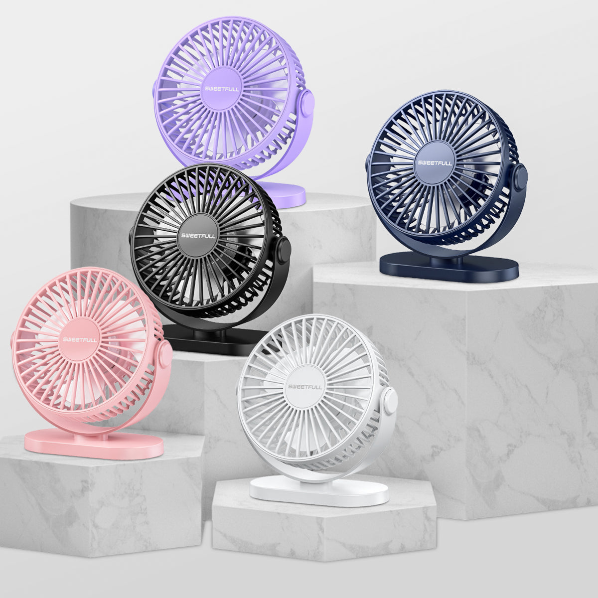 Mini USB Desk Fan: Quiet, 3-Speed, Portable for Home/Office/Camping