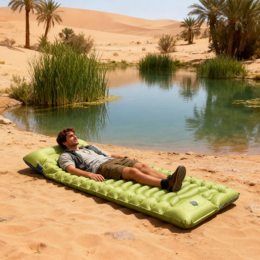 Sleeping Pad: Camping Inflatable Mattress with Built-in Pillow & Pump