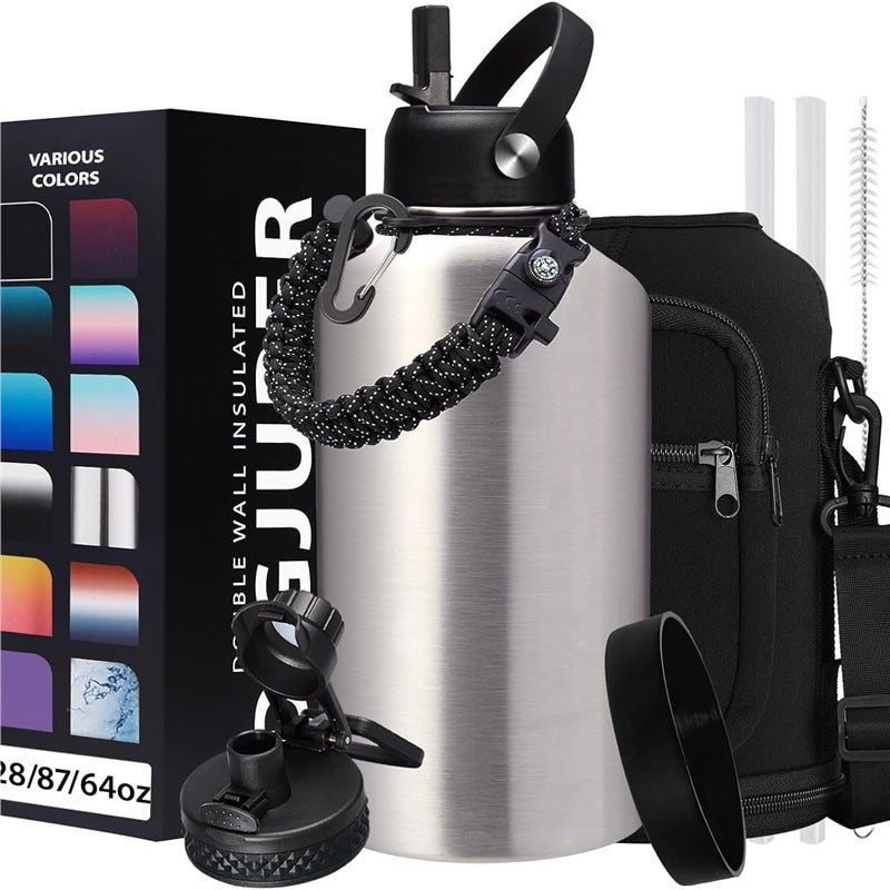 Steel Sports Water Bottle 64oz - Ultimate Hydration Set