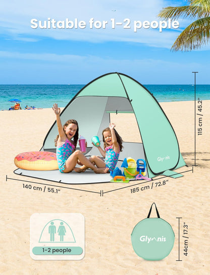 Pop Up Beach Tent Beach Shade Tent for 1 4 Persons Sun Shelter UPF 50 Enclose Zipper Door Portable Easy Up Beach Tent
