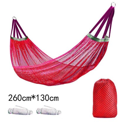Outdoor Camping Hammock with Ice Silk Mesh, Swing Bent Pole Anti-Tip Camping Travel Accessories