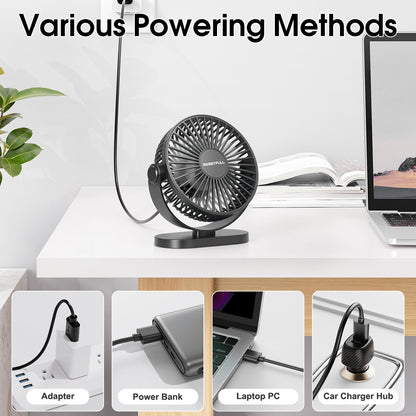 Mini USB Desk Fan: Quiet, 3-Speed, Portable for Home/Office/Camping