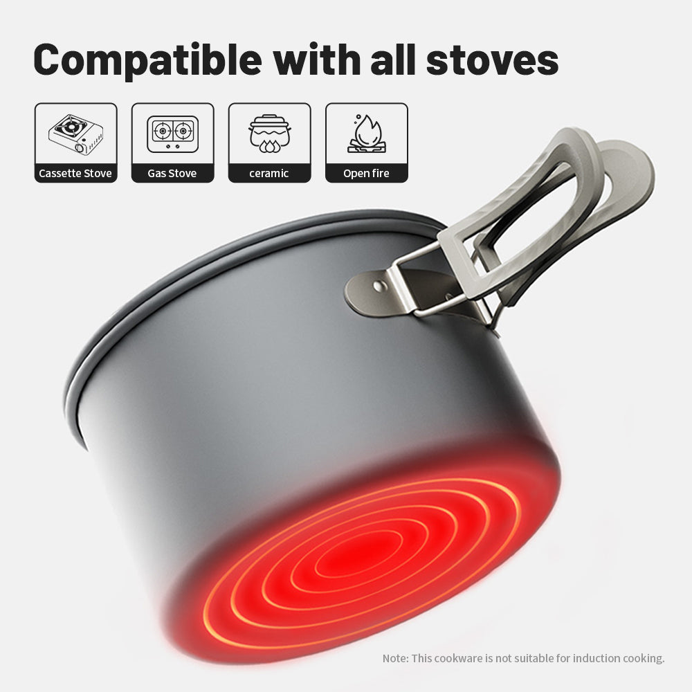 Camping Cookware Kit: Portable Frying Pan & Kettle Set