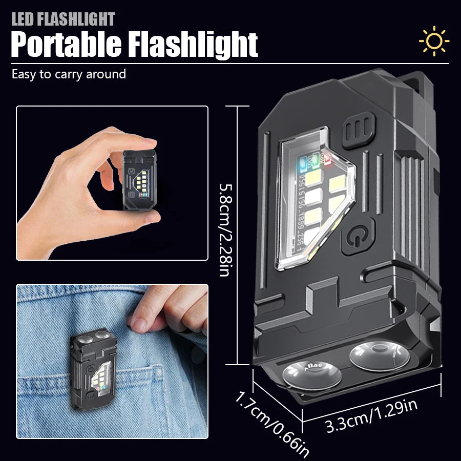Mini Keychain EDC Flashlight - Rechargeable Magnetic Torch
