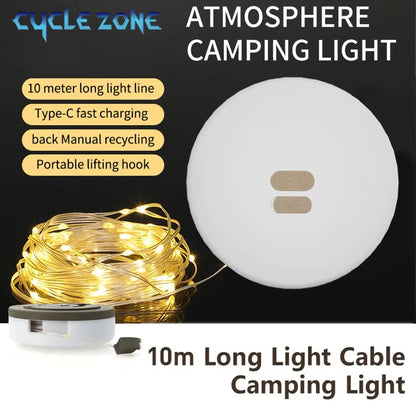 Portable LED Camping Lamp: 10m Type-C Rechargeable