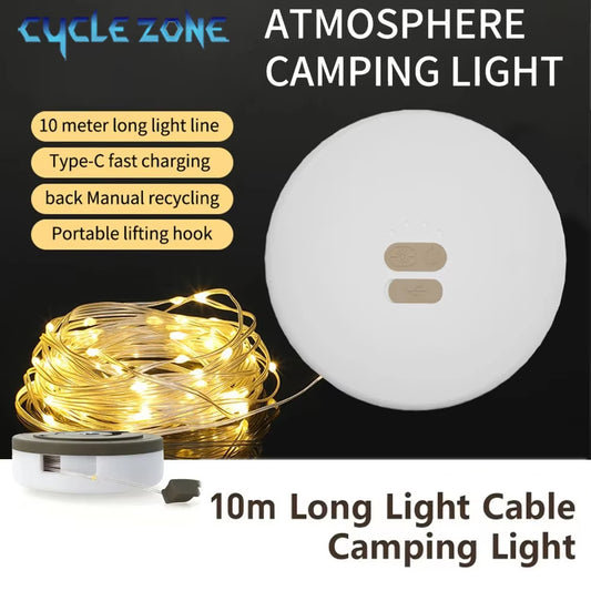 Portable LED Camping Lamp: 10m Type-C Rechargeable