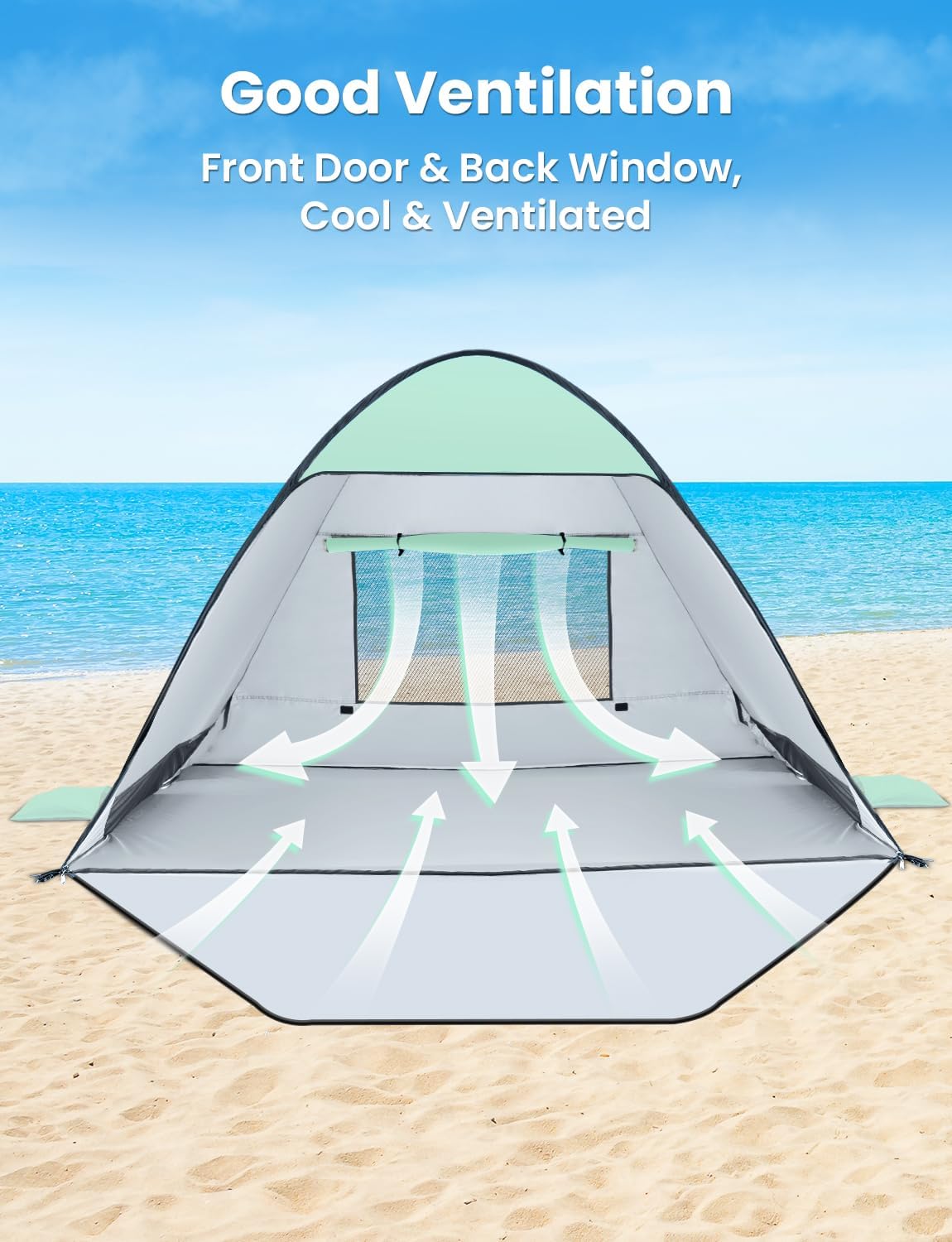 Pop Up Beach Tent Beach Shade Tent for 1 4 Persons Sun Shelter UPF 50 Enclose Zipper Door Portable Easy Up Beach Tent