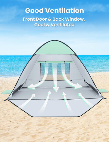Pop Up Beach Tent Beach Shade Tent for 1 4 Persons Sun Shelter UPF 50 Enclose Zipper Door Portable Easy Up Beach Tent