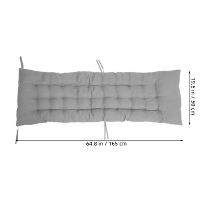 Thick Dark Gray Pearl Cotton Bench Cushion with Backrest for Porch Garden Poolside Outdoor Lounge Chair Double Padded Patio Seat