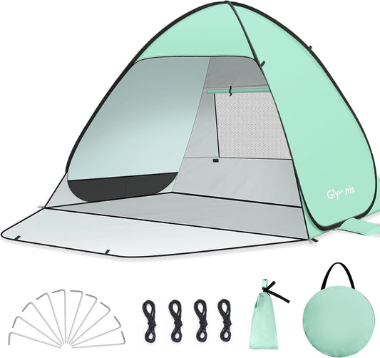 Pop Up Beach Tent Beach Shade Tent for 1 4 Persons Sun Shelter UPF 50 Enclose Zipper Door Portable Easy Up Beach Tent