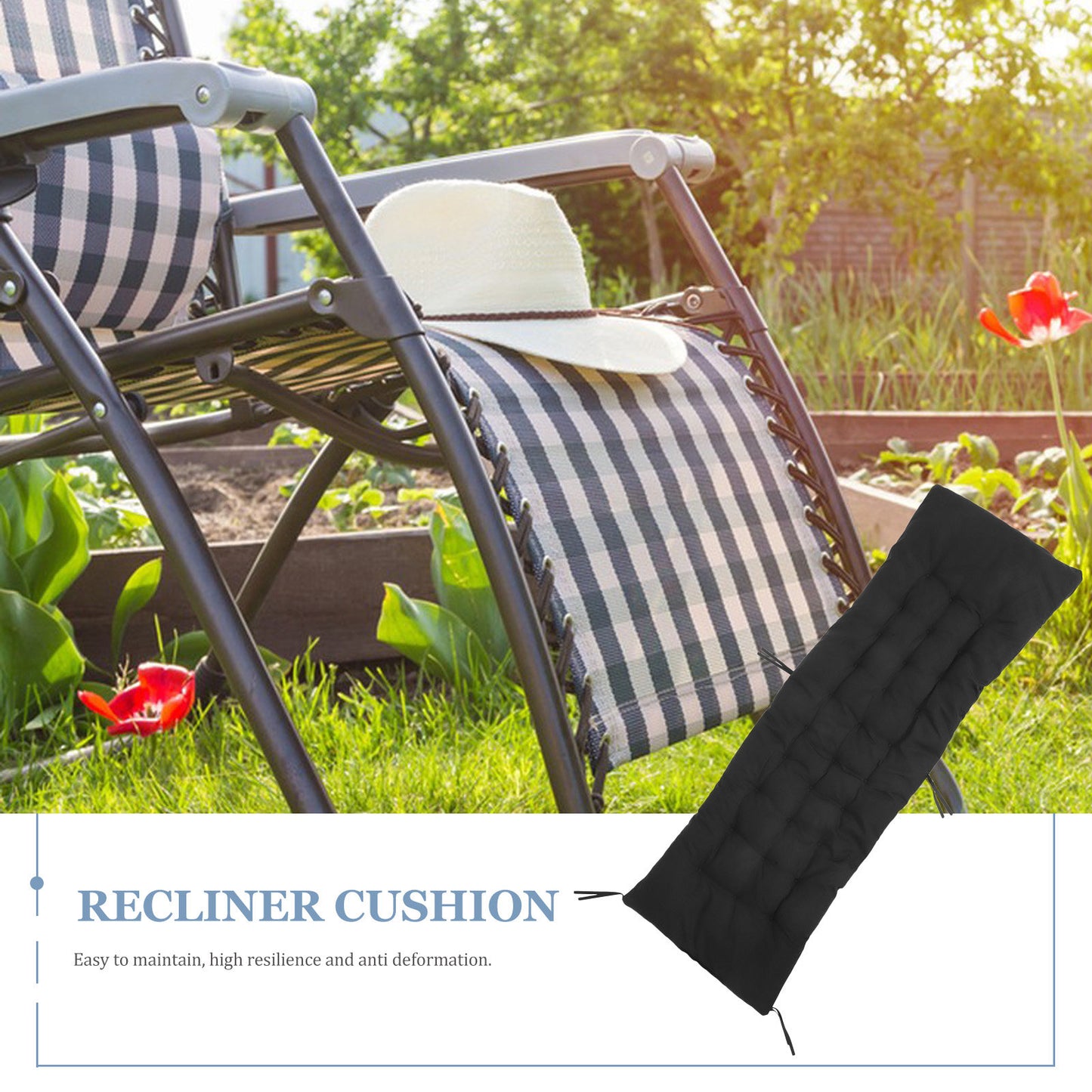 Dark Gray Bench Cushion with Backrest for Outdoor Lounge