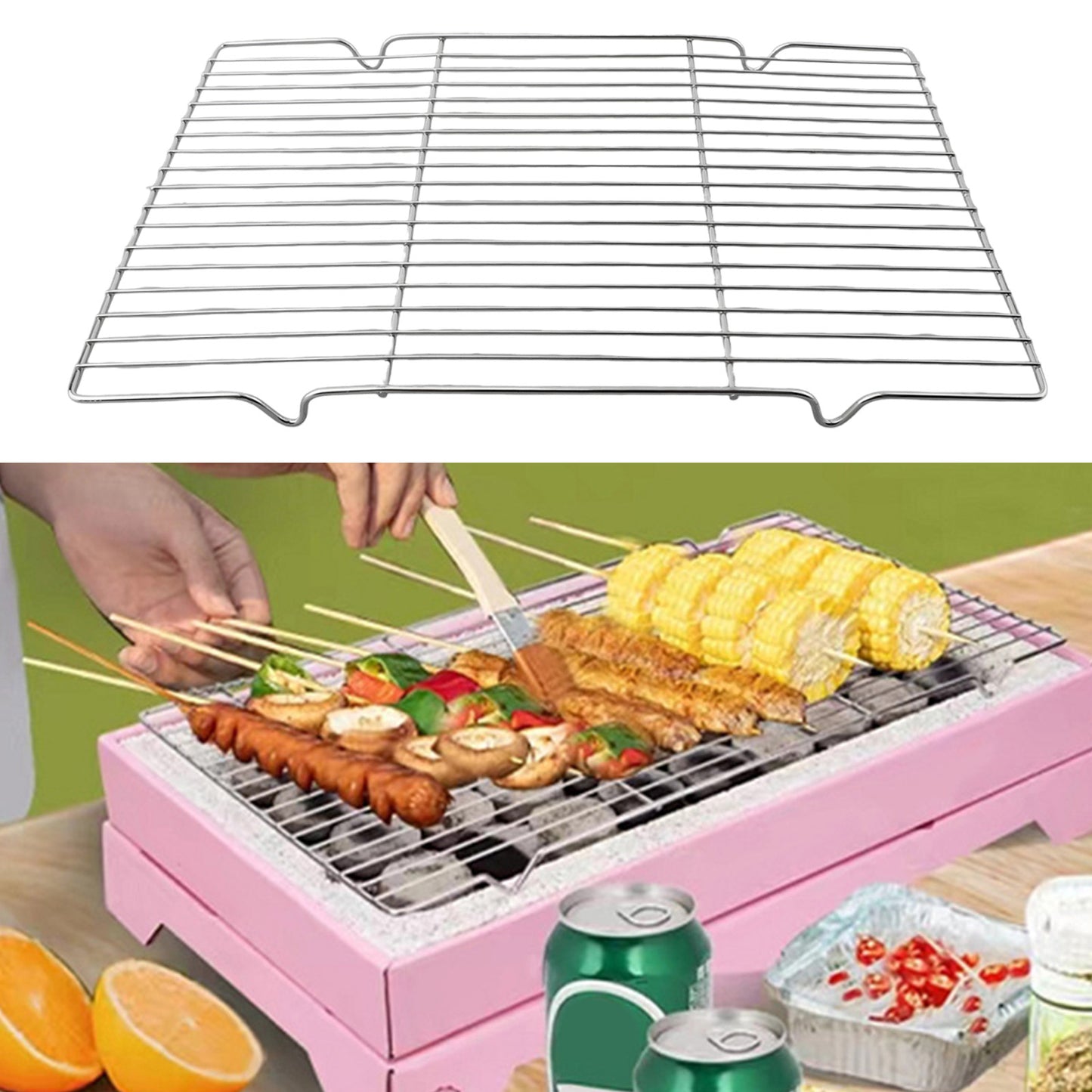 Barbecue Grill: Stainless Steel BBQ Grill Mesh Net - Rectangle Grid
