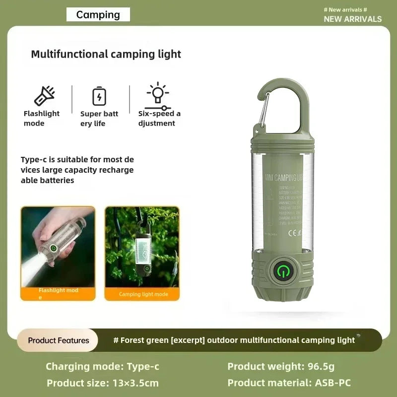 Outdoor Camping Lights Rechargeable Flashlights Multi Functional Outdoor LED Portable Night Lights Waterproof Travel Tent Light