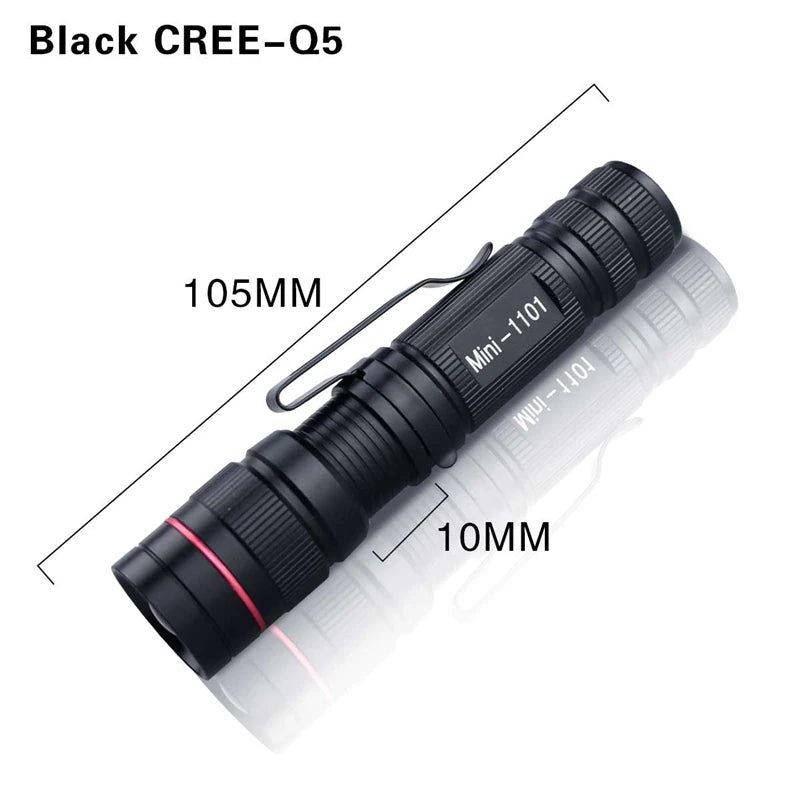 Mini Q5 LED Flashlight: Zoom, Waterproof, 3 Modes