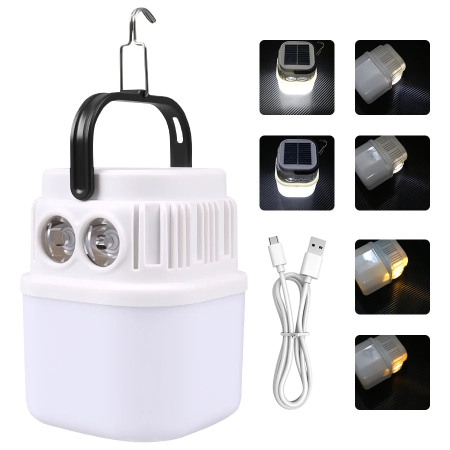 Solar LED Camping Light - Rechargeable Lantern & Flashlight
