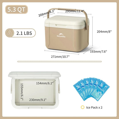 Naturehike 5L Cooler Box Portable Camping Refrigerator Incubator Car Ice Bucket Heat Preservation BBQ Equipment Storage Box