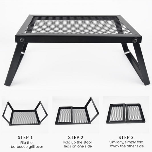Camp Grill: Heavy Duty Steel Mesh Campfire Grill - Portable & Heat-Resistant