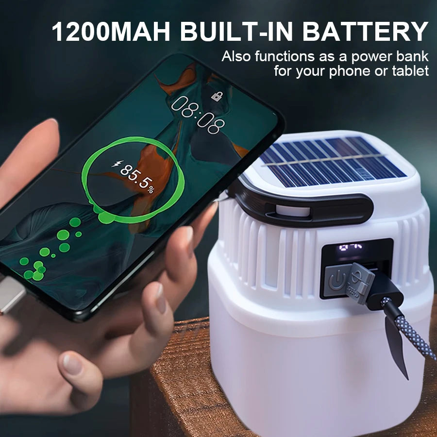Solar LED Camping Light - Rechargeable Lantern & Flashlight