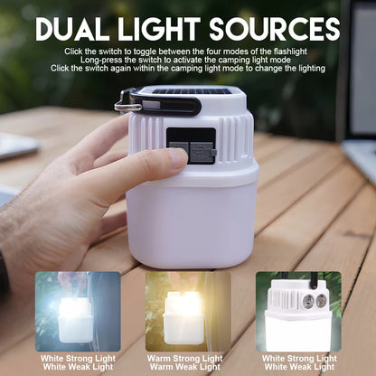 Solar LED Camping Light - Rechargeable Lantern & Flashlight