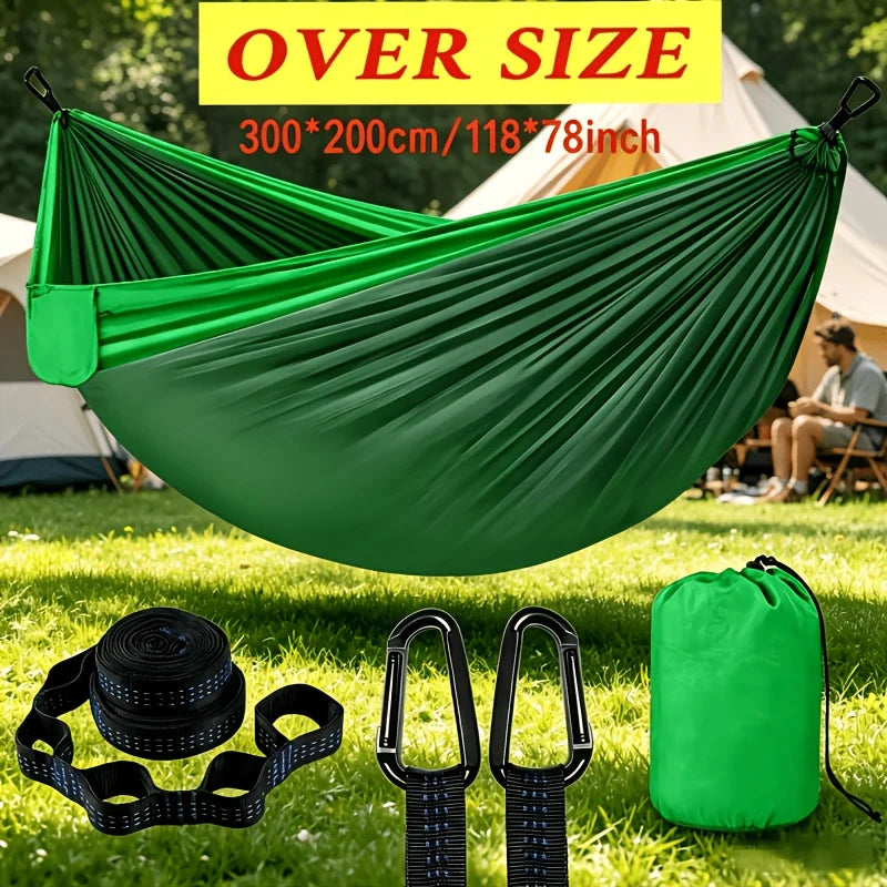 Lightweight Nylon Camping Hammock with Straps & Carabiners, Portable Swing Chair for Hiking, Backpacking, Camping & Backyard