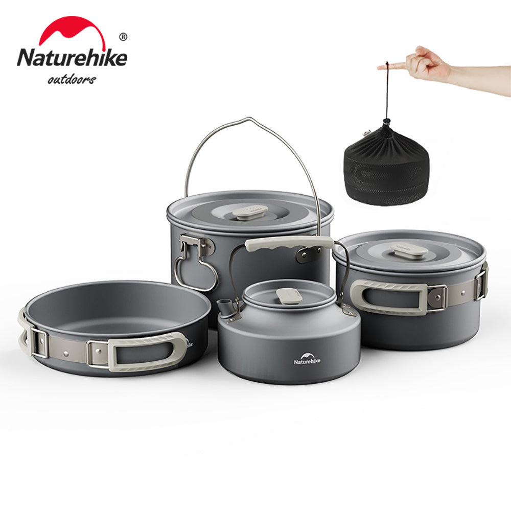 Camping Cookware Kit: Portable Frying Pan & Kettle Set