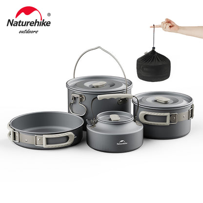 Camping Cookware Kit: Portable Frying Pan & Kettle Set