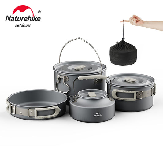 Camping Cookware Kit: Portable Frying Pan & Kettle Set