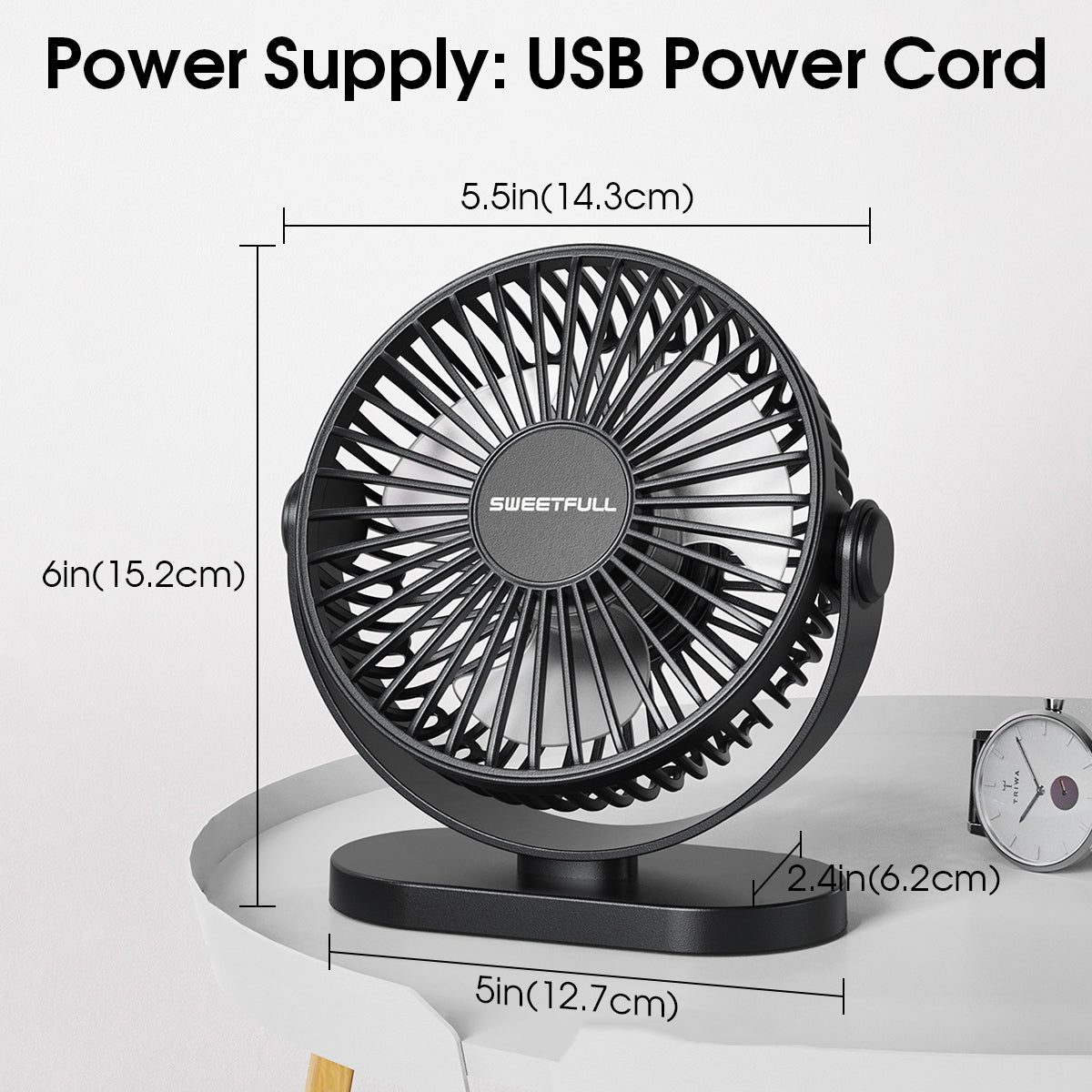 Mini USB Desk Fan: Quiet, 3-Speed, Portable for Home/Office/Camping
