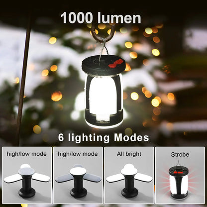 Camping Lantern - Solar LED 1000LM Rechargeable Power Bank